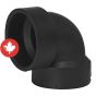 ABS DWV 90° Vent Elbow - 1 1/2" x 1 1/2" - Hub - Black
