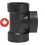 ABS DWV Straight Tee - 1 1/2" x 1 1/2" x 1 1/2" - Hub - Black
