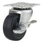 Industrial Black General-Duty Rubber Casters - Model: Swivel - 1 9/16" x 51 mm
