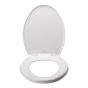 Siège de toilette allongé en plastique, à fermeture lente Caswell, blanc, 14,31" x 16,88"