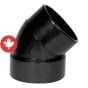 ABS DWV 45° Elbow - 4" - Spigot x Hub - Black