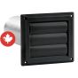 Évent de ventilation à volets en plastique, noir, 6"