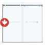 Porte de baignoire coulissante, Duel, 56"-59" x 55 1/2", verre, chrome