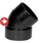 Coude 45° en ABS DWV, court, 1 1/2", fem. x mâle, noir