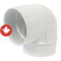 PVC/BNQ 90° Elbow - 4" - Spigot x Hub - Short radius - White