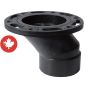 Bride de toilette réglable excentré en ABS DWV, 4" x 3", femelle, noir
