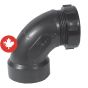 ABS DWV 90˚ Elbow with Slip Joint Nut - 1 1/2 " - Slip joint nut x Hub - Black