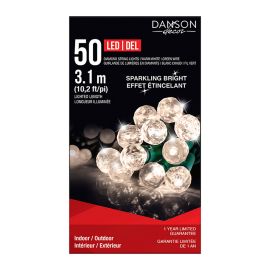Jeu de 50 lumi&egrave;res DEL avec effet &eacute;tincelant, blanc chaud