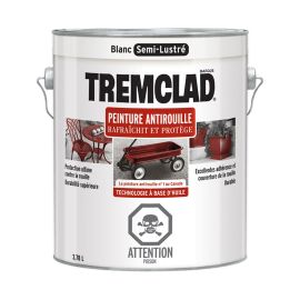 Peinture antirouille &agrave; base d&rsquo;huile, semi-lustr&eacute;, blanc, 3,78 l