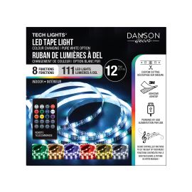 Ruban lumineux multicolore, DEL, 8 fonctions, int&eacute;rieur, 12'
