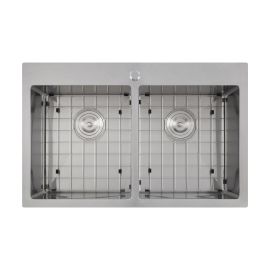 &Eacute;vier de cuisine double, Lixia, 50/50 acier inoxydable, 31" x 20" x 9"