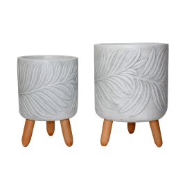 Ensemble cache-pot, argile avec pied, 2 mcx