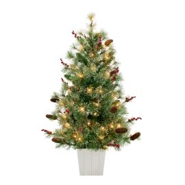 Sapin de No&euml;l, DEL, cachemire et baies, 4'