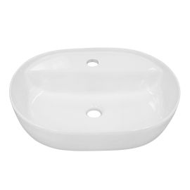 Oval Porcelain Sink - 20 1/4" x 15 1/2" x 5 1/2" - Glossy White