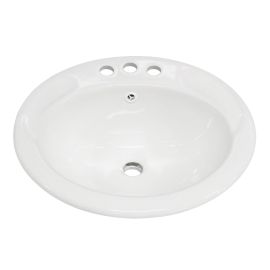 Porcelain Sink &ndash; Drop-In &ndash; Oval &ndash; Glossy White - 19 3/4" x 17 3/4" x 7 1/2"