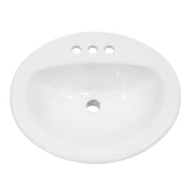 Porcelain Sink &ndash; Drop-In &ndash; Oval &ndash; Glossy White - 20 1/2" x 17 1/2" x 7 1/2"