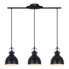 Luminaire suspendu Temarra, 3 lumi&egrave;res, 29,5", noir mat