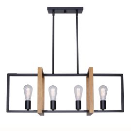 Luminaire suspendu Riberia, 20", noir-bois