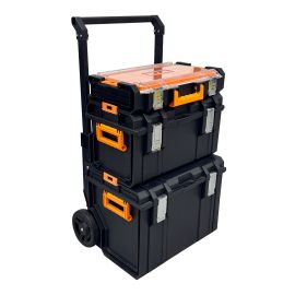 Ensemble de coffres &agrave; outils empilables sur roues, 3 pi&egrave;ces