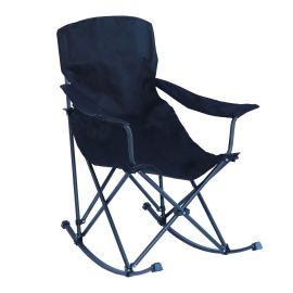 Chaise de camping &agrave; bascule, noir mat