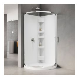 Ensemble de douche ronde, 38" x 76", blanc/chrome