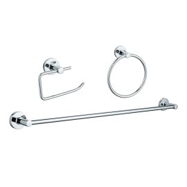 Ensemble salle de bain, 3 pi&egrave;ces, barre 24", fini chrome