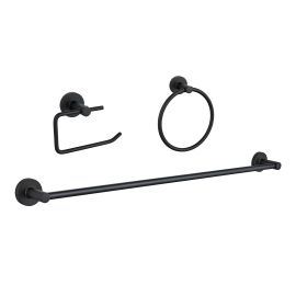 Ensemble salle de bain, 3 pi&egrave;ces, barre 24", noir mat