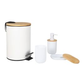 Ensemble d'accessoires de bain, 4 pi&egrave;ces, blanc mat
