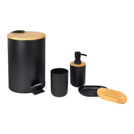 Ensemble d'accessoires de bain, 4 pi&egrave;ces, noir mat