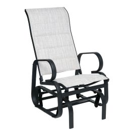 Chaise ber&ccedil;ante simple Calais, structure aluminium, rembourr&eacute;e, gris p&acirc;le