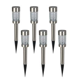 Lumi&egrave;res solaires DEL sur piquet, acier inoxydable, 6/pqt