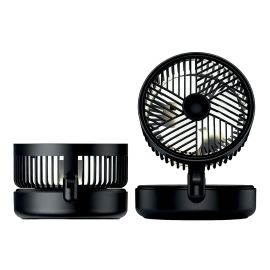Ventilateur pliable 5 po, lumi&egrave;re, 5 vitesses, noir brillant