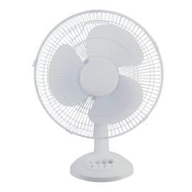 Ventilateur de table 16 po, 50 W, 3 vitesses, blanc brillant