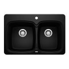 Kitchen Sink - Vienna - 2 Bowls - 1 Hole - Silgranit - Charcoal Black - 31" x 20.5" x 8"