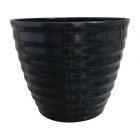 Beehive Planter with Attached Saucer - 14" - Black