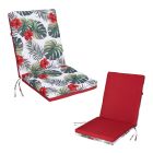 Reversible Outdoor Cushion - Printed Red - 19" x 42" x 2 3/4"