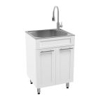 Utility Sink with Melamine Cabinet - White