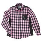 Plaid Quilted Shirt - Pink - Size X-small