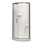 Round Corner Shower - 36" x 36" - Reversible Door - White and Chrome
