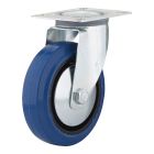 Industrial Blue Elastic Rubber Caster - Model: Swivel - 5" x 6"