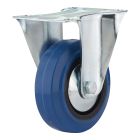 Industrial Blue Elastic Rubber Caster - Model: Rigid - 4" x 5"