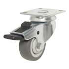 Gray Thermoplastic Rubber Casters for General Use - Model: Swivel / Lock - 2" x 71 mm