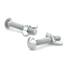 Carriage Bolts with Butterfly Nut, Pan Head - 4" - 4/Pkg