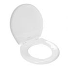 Siège de toilette rond en plastique à fermeture lente Caswell, blanc, 14,38" x 15,44"