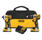 Compact Drill/Driver and Impact Driver Kit - Cordless - DeWalt - 20 V