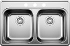 Kitchen Sink - 2 Bowls - 3 Holes - Stainless Steel - 31" x 21" x 8"