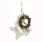 Wood chair with wreath ornament