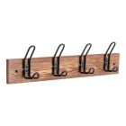 Utility Hook Rack - Wood - 4 Hooks - Black - 24"