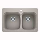 Kitchen Sink - Vienna - 2 Bowls - 1 Hole - Silgranit - Concrete Grey - 31" x 20.5" x 8"