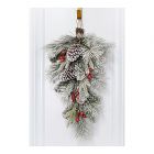 Snowy and Decorated Pine and Twig Teardrop - 28"